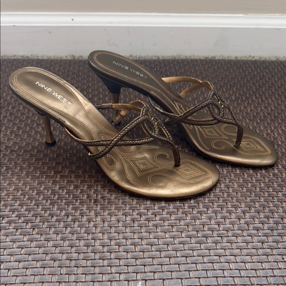 Nine West Metallic Kitten Heel Sandals